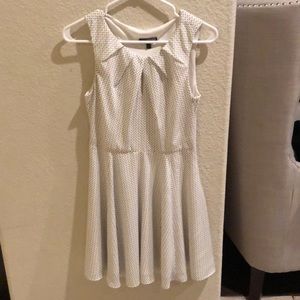 Express fit & flare white patterned dress
